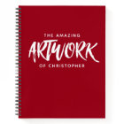 Personalized Brush Script Red Sketchbook Notebook