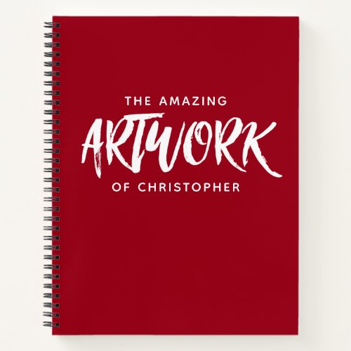 Personalized Brush Script Red Sketchbook Notebook