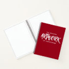 Personalized Brush Script Red Sketchbook Notebook