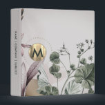 Personalized Brushed Gold Monogram Botanical 3 Ring Binder<br><div class="desc">Keep your documents and notes organized with this personalized three-ring binder featuring a brushed metallic gold monogram initial on the left and a minimalistic botanical print with a frame of Alexanders Black Lovage leaves and stylish amaryllis on a light gray background. The back and spine are light gray, and the...</div>