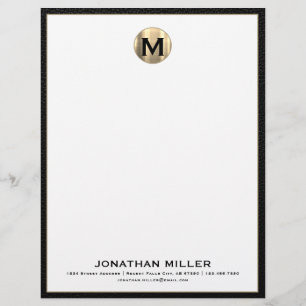 Personalized Brushed Gold Monogram Letterhead