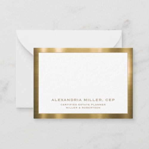 Personalized Brushed Gold Typography Name Company Note Card