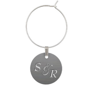 Personalized Brushed Look Silver Wine Tag Wine Gla Charm