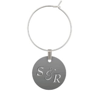 Personalized Brushed Look Silver Wine Tag Wine Gla Wine Charm