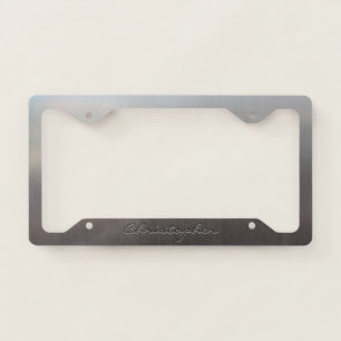 Personalized Brushed Metal Aluminum License Plate Frame