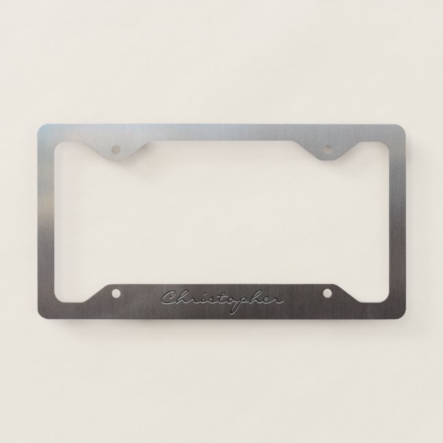 Personalized Brushed Metal Aluminum License Plate Frame (Front)