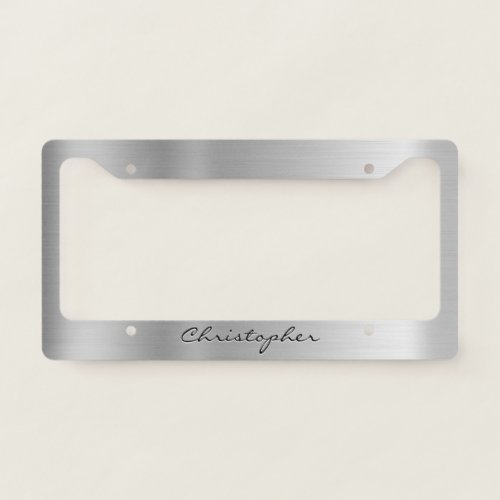 Personalized Brushed Metal Aluminum License Plate Frame