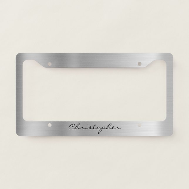Personalized Brushed Metal Aluminum License Plate Frame (Front)