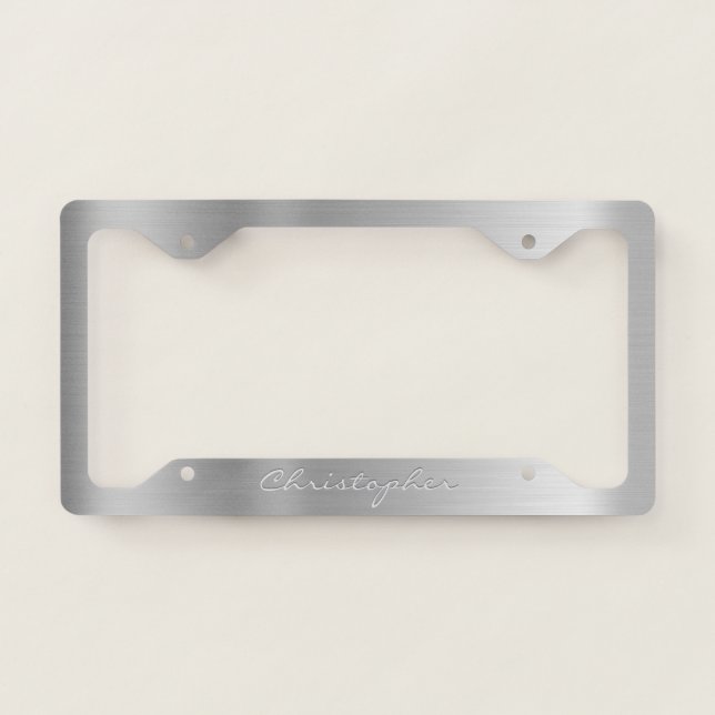 Personalized Brushed Metal Aluminum S03 License Plate Frame (Front)