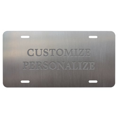 Personalized Brushed Metal Look Aluminum License Plate