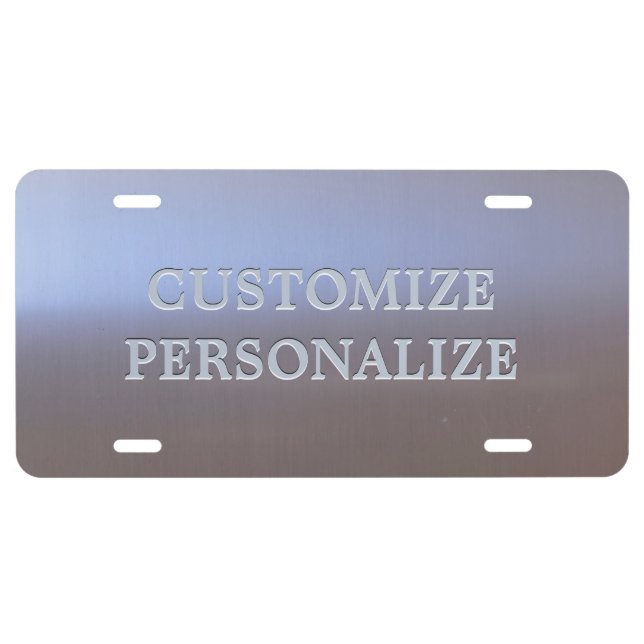 Personalized Brushed Metal Look S01 Aluminum License Plate (Front)