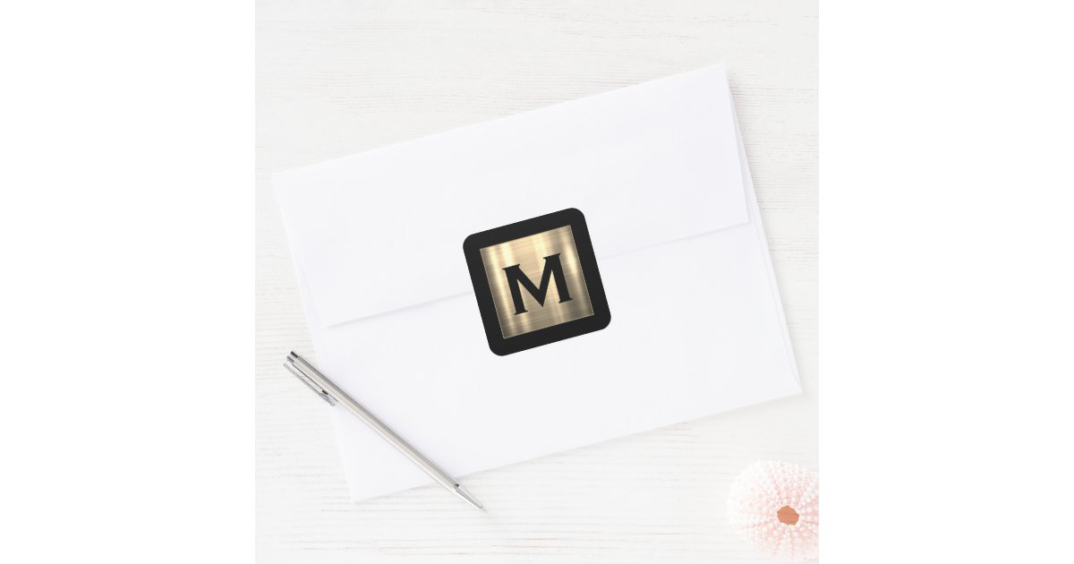 Minimal Leaf, Gold Monogram Envelope Seals