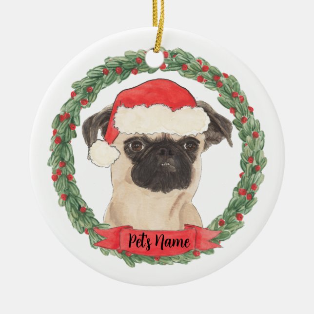 Personalized Brussels Griffon Christmas Ceramic Ornament (Front)