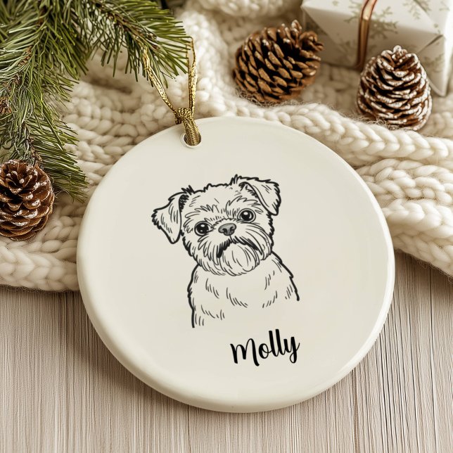 Personalized Brussels Griffon Dog Christmas Ceramic Ornament (Creator Uploaded)