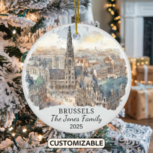 Personalized Brussels Ornament, Belgium Gift Ceramic Ornament