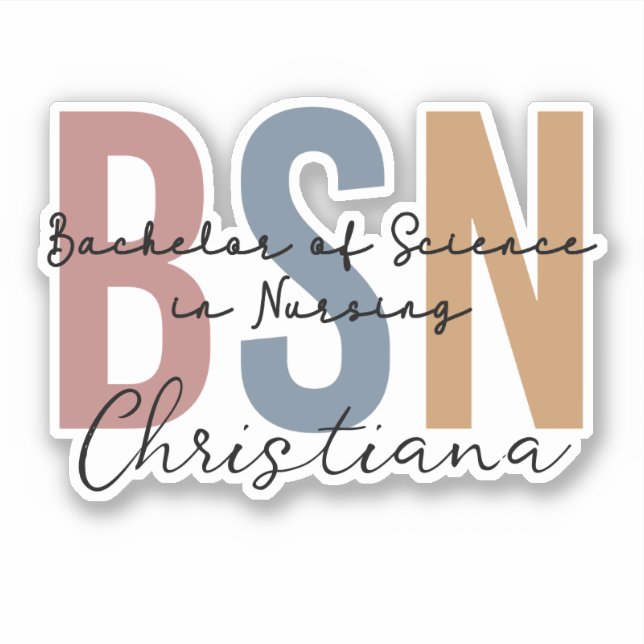 Personalized BSN Bachelor of Science in Nursing Sticker (Front)