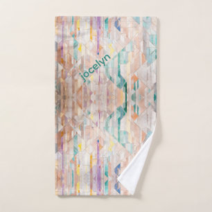 Personalized bstract multicolors pink blue purple hand towel