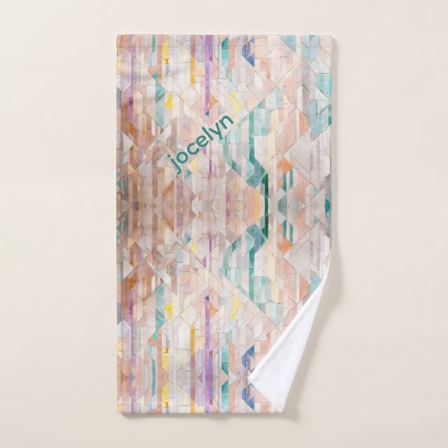 Personalized bstract multicolors pink blue purple hand towel  (Hand Towel)