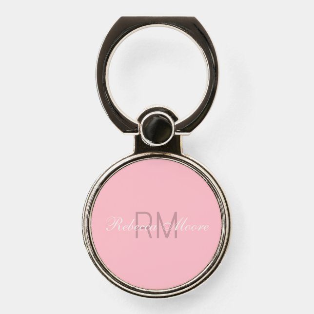 Personalized Bubble Gum Pale Baby Rose Pink  Phone Ring Stand (Front)