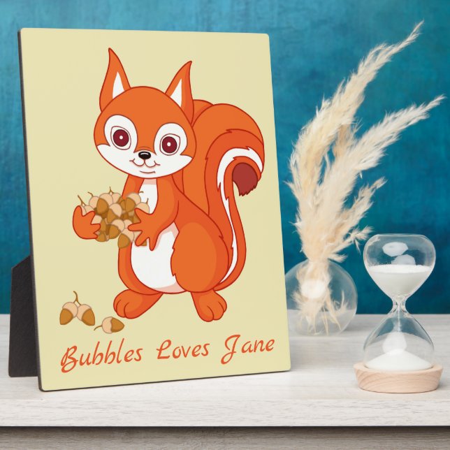 Personalized Bubbles the Helpful Squirrel Plaque (Side)