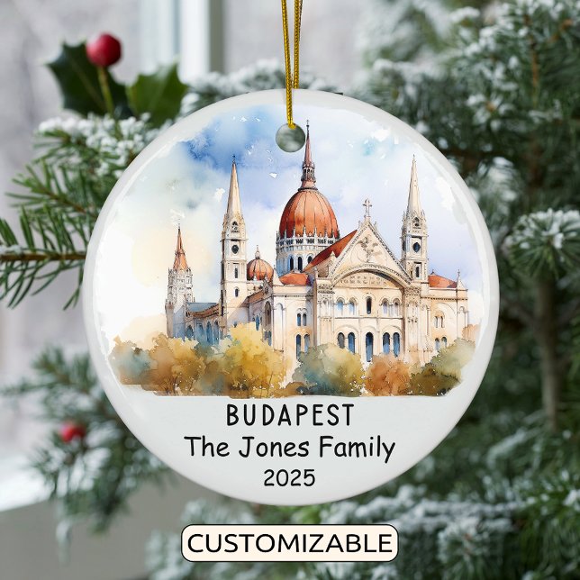 Personalized Budapest Ornament, Hungary Ceramic Ornament (Creator Uploaded)