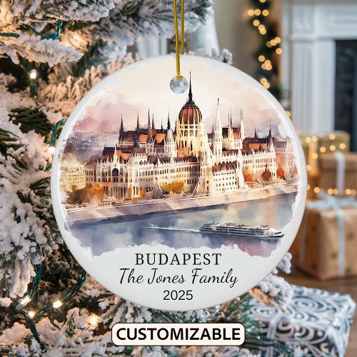 Personalized Budapest Ornament, Hungary Gift Ceramic Ornament