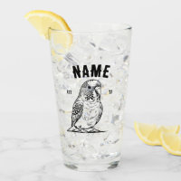 Personalized Budgie Glass Cup | Custom Bird Lover
