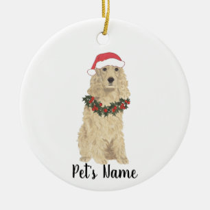 Personalized Buff Sable Cocker Spaniel Christmas Ceramic Ornament