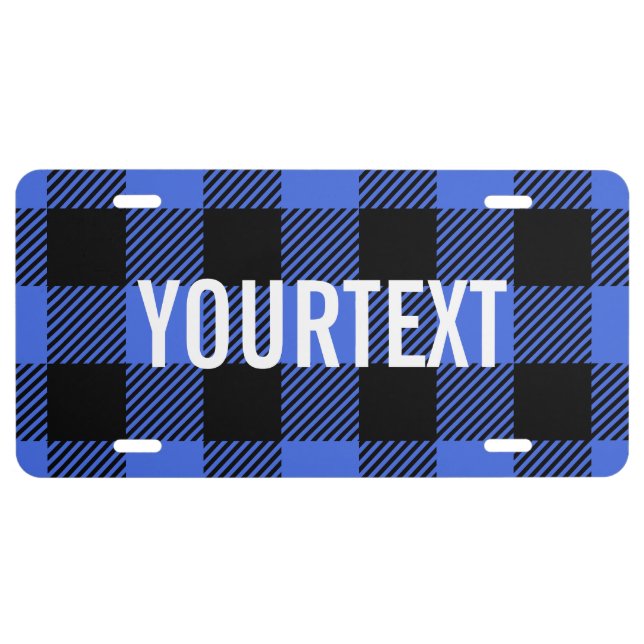Personalized Buffalo Check Blue Black Lumberjack License Plate (Front)