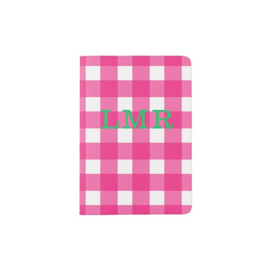 Personalized Buffalo Check Monogram Passport Cover (Front)
