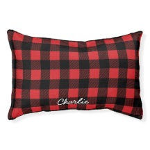 Personalized Buffalo Check Red Plaid Dog Bed