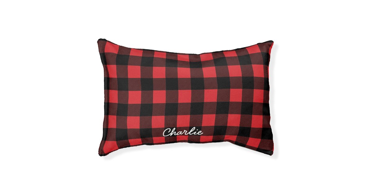 Personalized Buffalo Check Red Plaid Dog Bed Zazzle Buffalo Check Red Plaid Dog Bed
