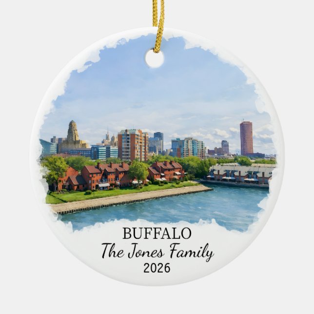 Personalized Buffalo Ornament, Custom New York Ceramic Ornament (Front)