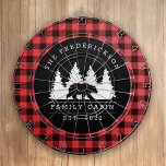 Personalized Buffalo Plaid Bear Forest Cabin Dart Board<br><div class="desc">This personalized rustic design is the perfect choice for your family cabin.</div>