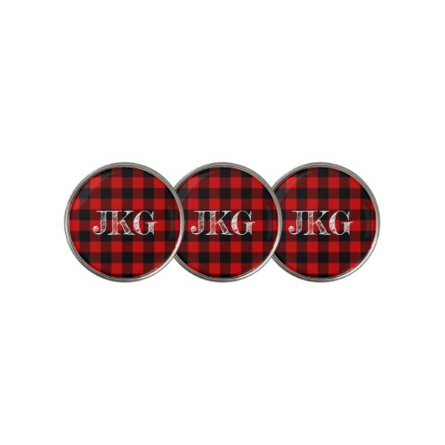 Personalized Buffalo Plaid Check Monogram Modern Golf Ball Marker