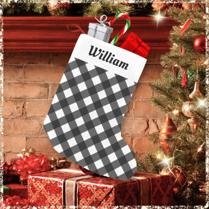 Personalized Buffalo Plaid Check Pattern Rustic  Small Christmas Stocking