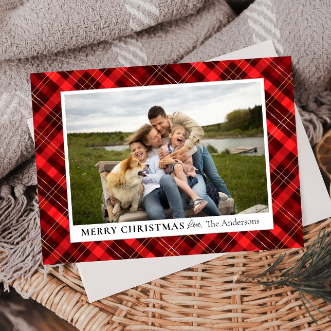 Personalized Buffalo Plaid Christmas Family Photo Holiday Card (Creator Uploaded)