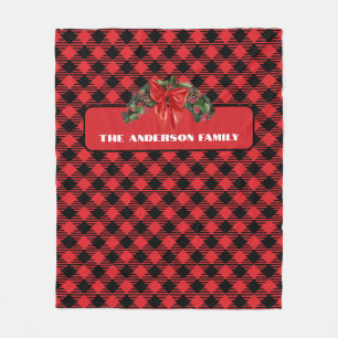 Personalized Buffalo Plaid Christmas Fleece Blanket