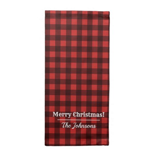 Personalized buffalo plaid cloth Christmas napkins