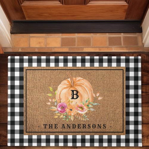 Personalized Buffalo Plaid Fall  Doormat