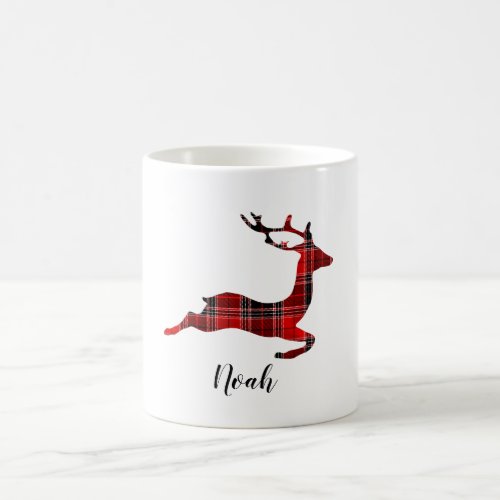 Personalized Buffalo Plaid Lumberjack Reindeer Coffee Mug