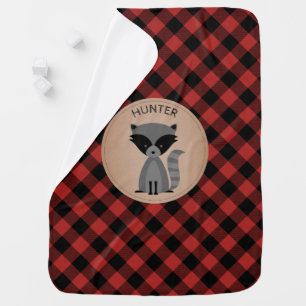 Personalized Buffalo Plaid Raccoon Blanket