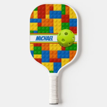 Personalized Building Blocks Dink Responsibly Pickleball Paddle by NiteOwlStudio at Zazzle