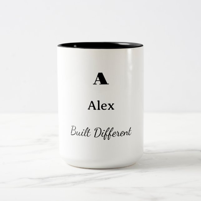 Personalized Built Different Coffee Mug Initial (Center)
