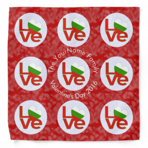 Personalized Bulgarian Red LOVE Flag Bandana