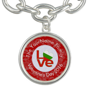 Personalized Bulgarian Red LOVE Flag Charm Bracelet