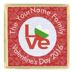 Personalized Bulgarian Red LOVE Flag Gold Finish Lapel Pin