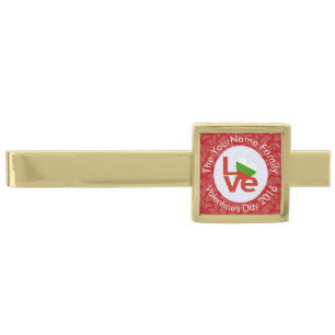 Personalized Bulgarian Red LOVE Flag Gold Finish Tie Bar