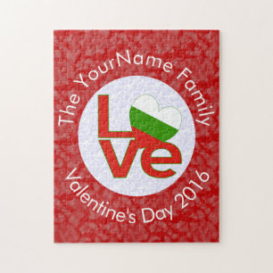 Personalized Bulgarian Red LOVE Flag  Jigsaw Puzzle