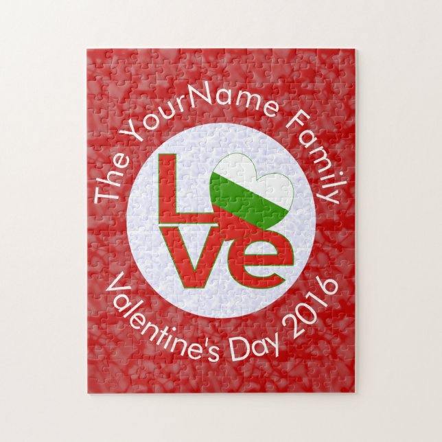 Personalized Bulgarian Red LOVE Flag  Jigsaw Puzzle (Vertical)